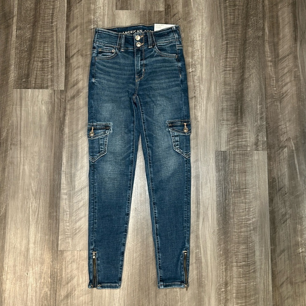 American Eagle Next Level Stretch Cargo Hi-Rise Jegging - 000S